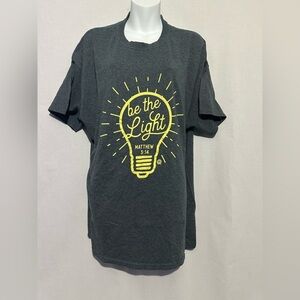 Gray Tee with Be The Light Design